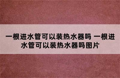 一根进水管可以装热水器吗 一根进水管可以装热水器吗图片